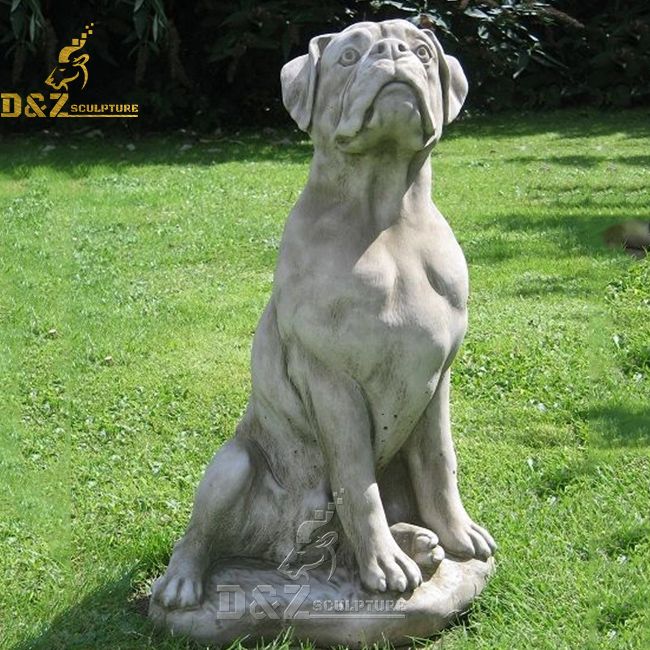 Life size boxer dog garden lawn statue