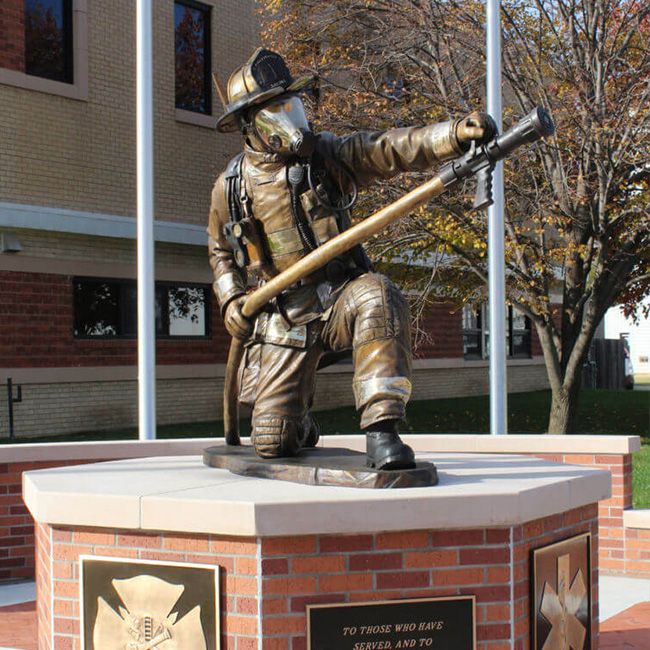 outdoor firefighter statue