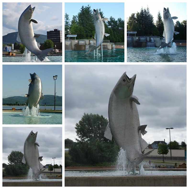 large outdoor fish statue