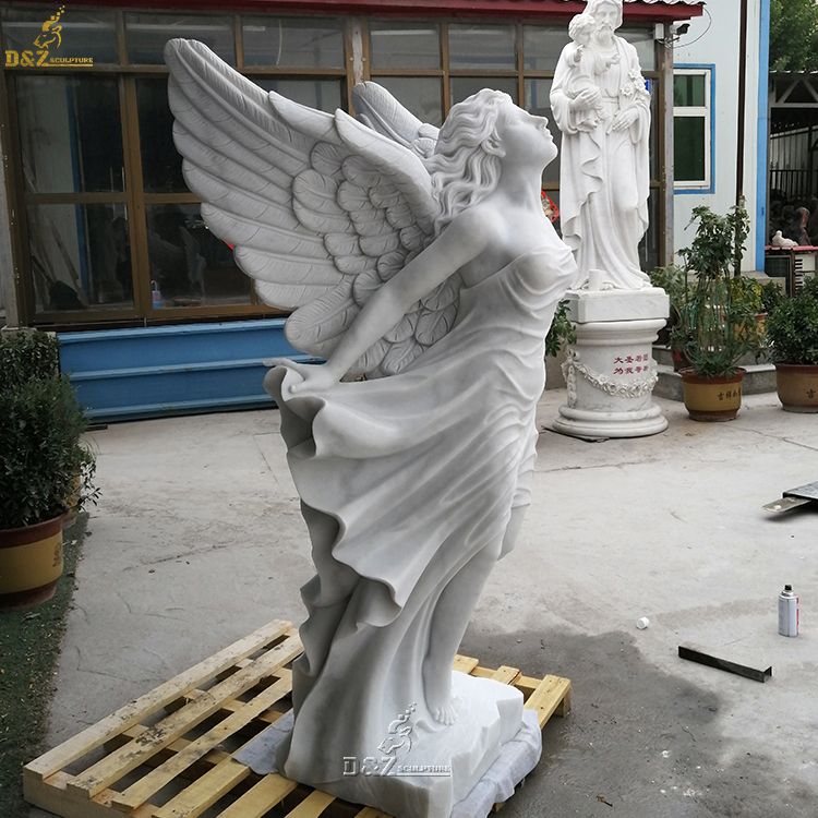 Flying angel marble statue