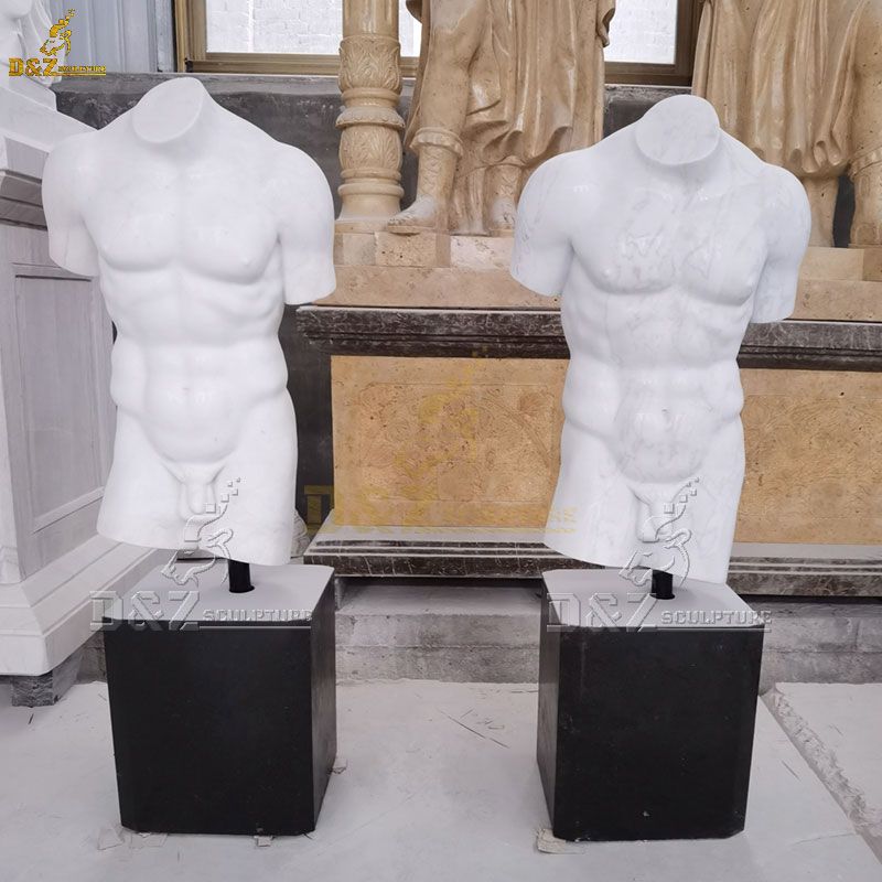 white marble greek male torso sculpture