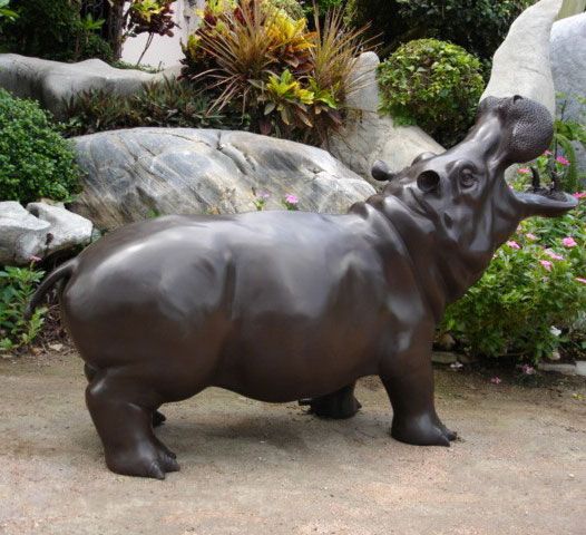 baby hippo garden statue
