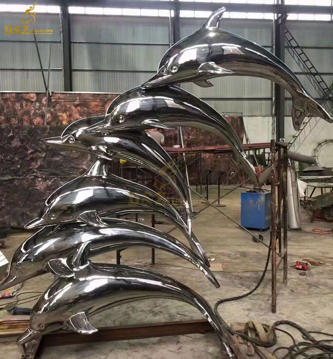 Large stainless steel outdoor dolphin statues for sale DZ-33