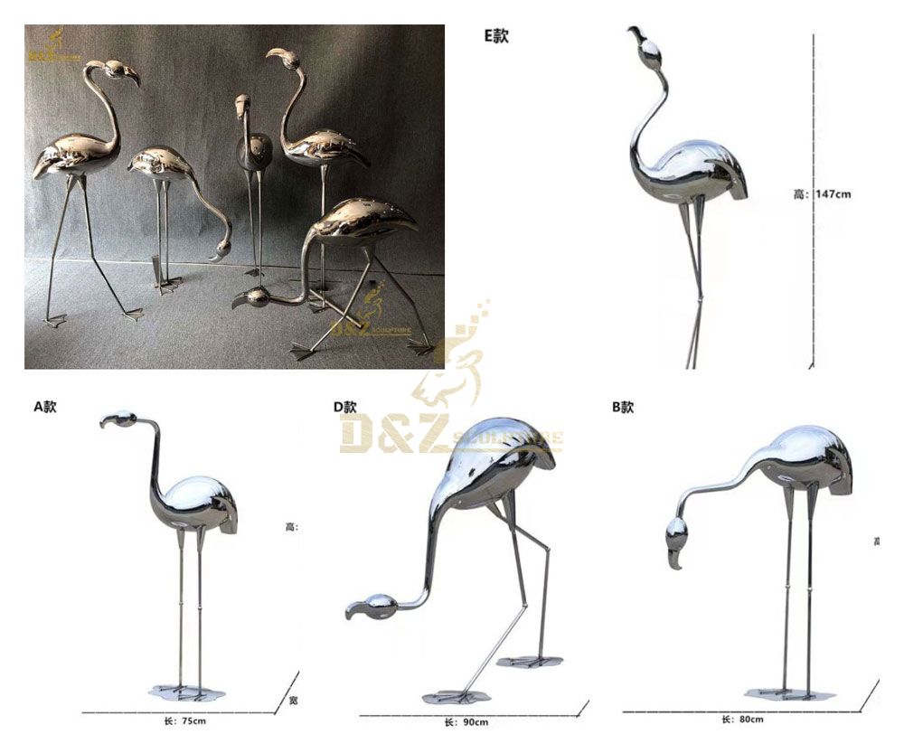 flamingo metal garden statue