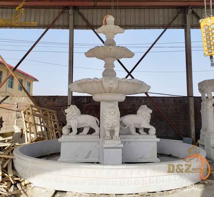 Tiered Marble Water lion Fountain