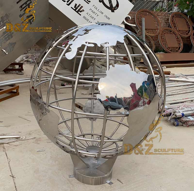 Metal globe sculpture