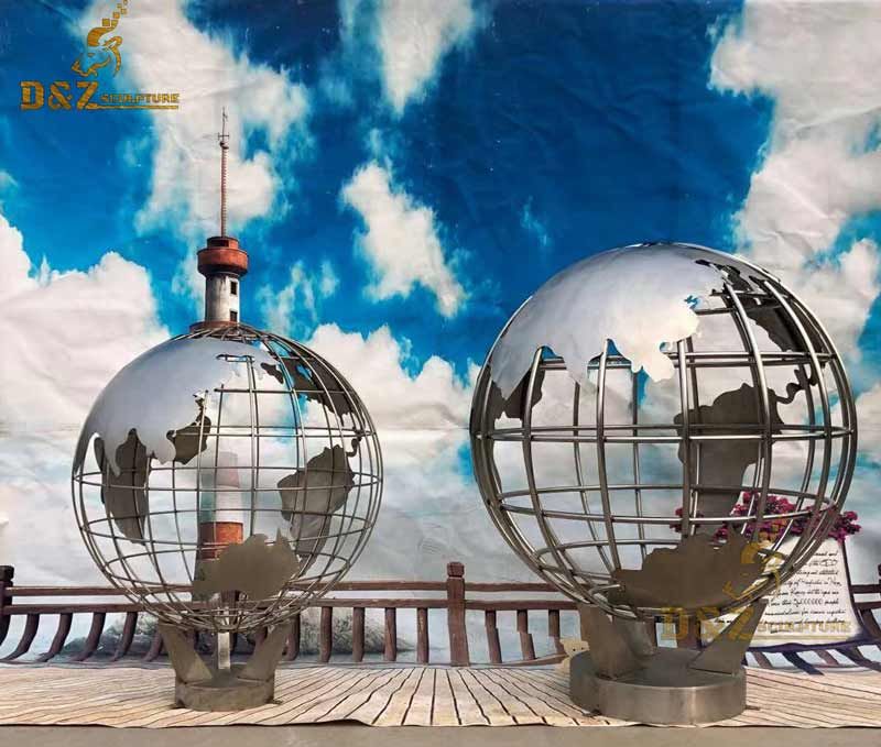 Metal globe sculpture for sale