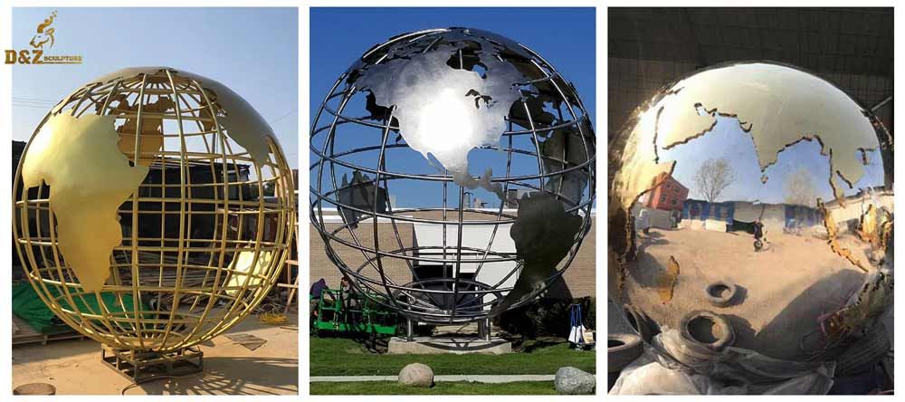 metal world globe sculpture