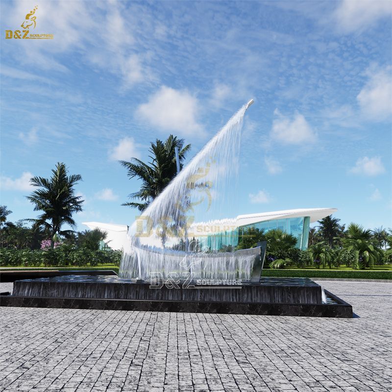 Large outdoor water fountain metal boat shape with light DZ-105
