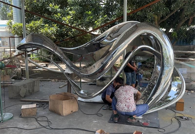 Custom large metal stainless steel ribbon sculpture D