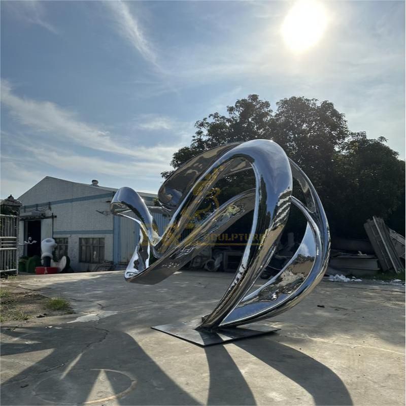 Custom large metal stainless steel ribbon sculpture D