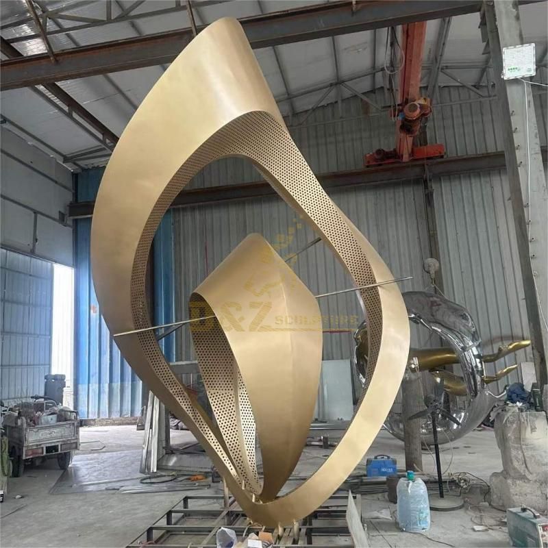 Large stainless steel gold plated metal sculpture DZ-112