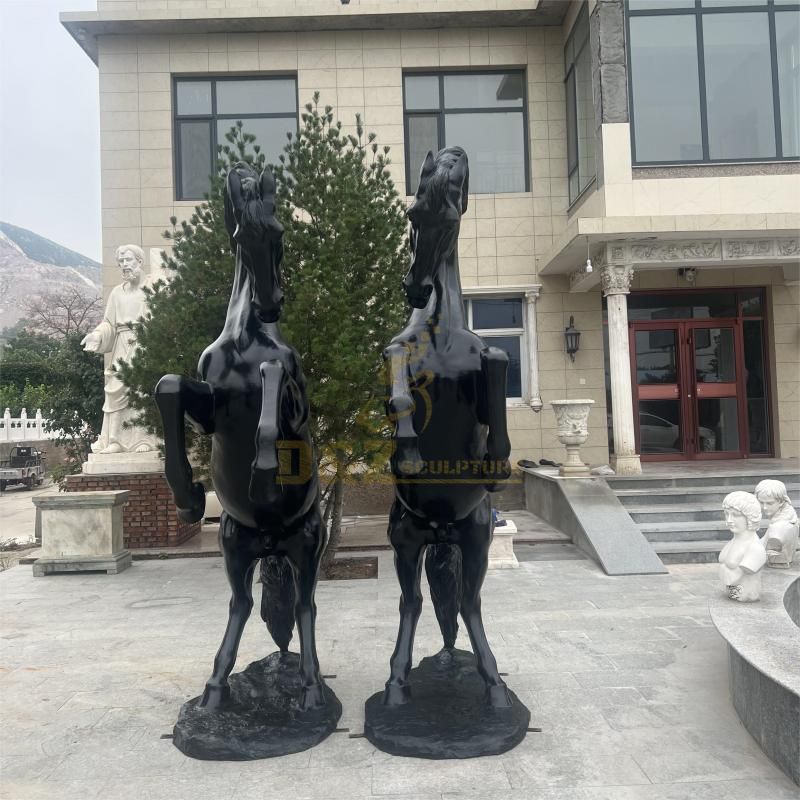 Customized large bronze black standing horse statue DZ-117