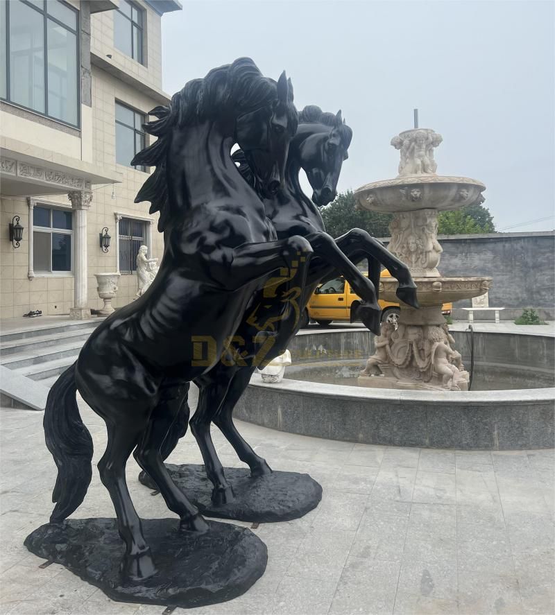 Customized large bronze black standing horse statue DZ-117