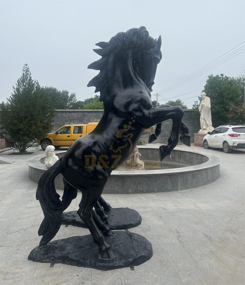 Customized large bronze black standing horse statue DZ-117
