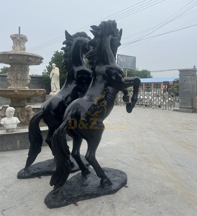 Customized large bronze black standing horse statue DZ-117
