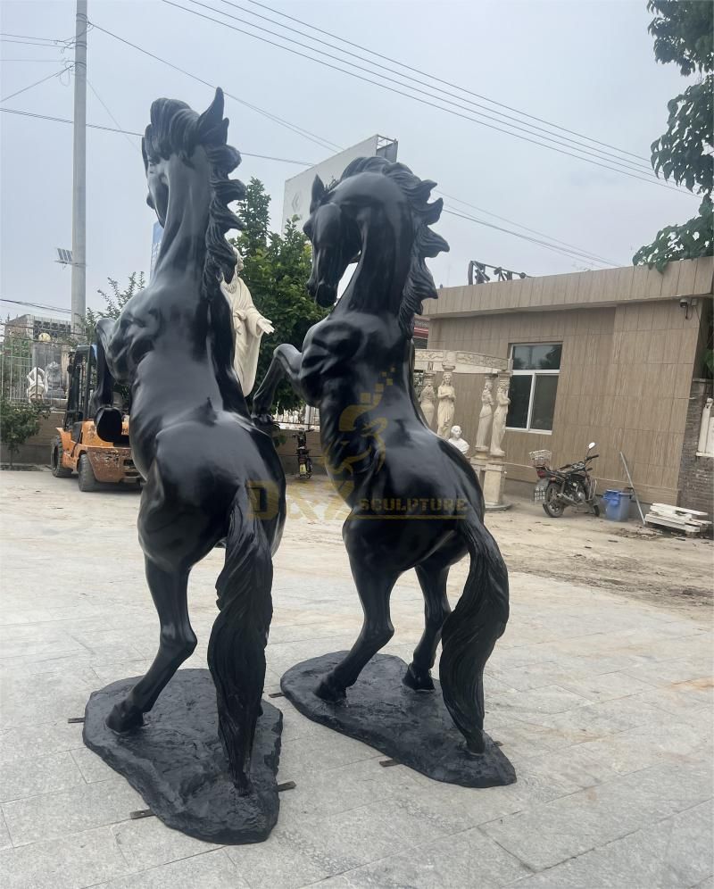 Customized large bronze black standing horse statue DZ-117