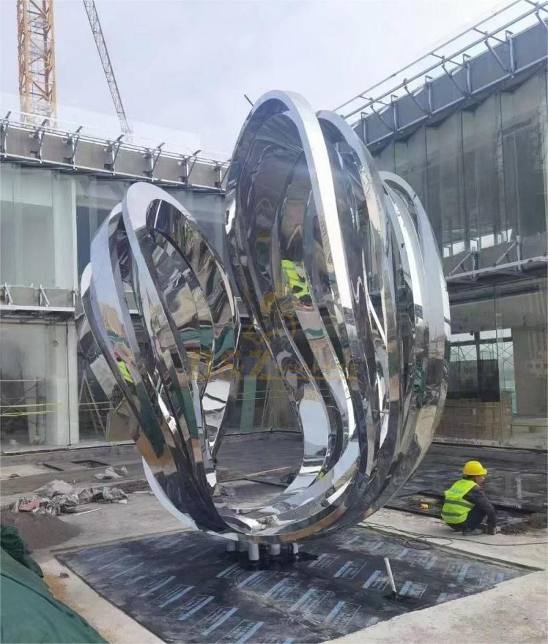 Large urban outdoor metal sculpture-mirror stainless steel art DZ-118