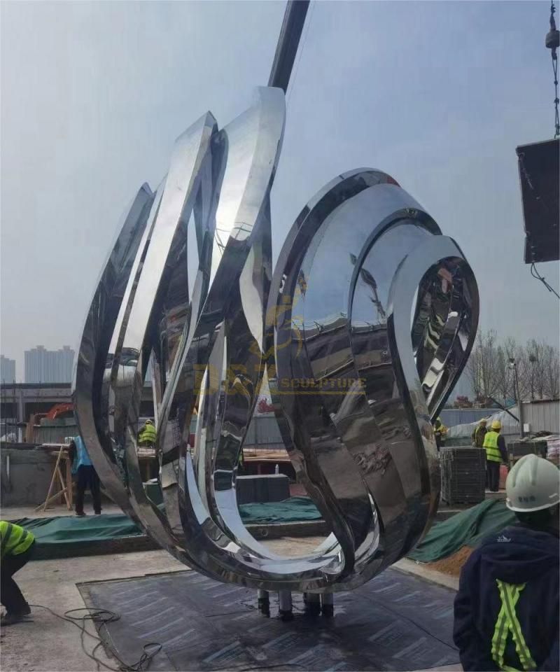 Large urban outdoor metal sculpture-mirror stainless steel art DZ-118