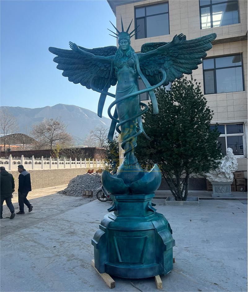 Customized large outdoor bronze Caduceus angel statue DZ-121