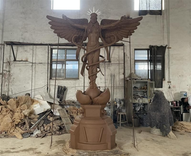 Customized large outdoor bronze Caduceus angel statue DZ-121