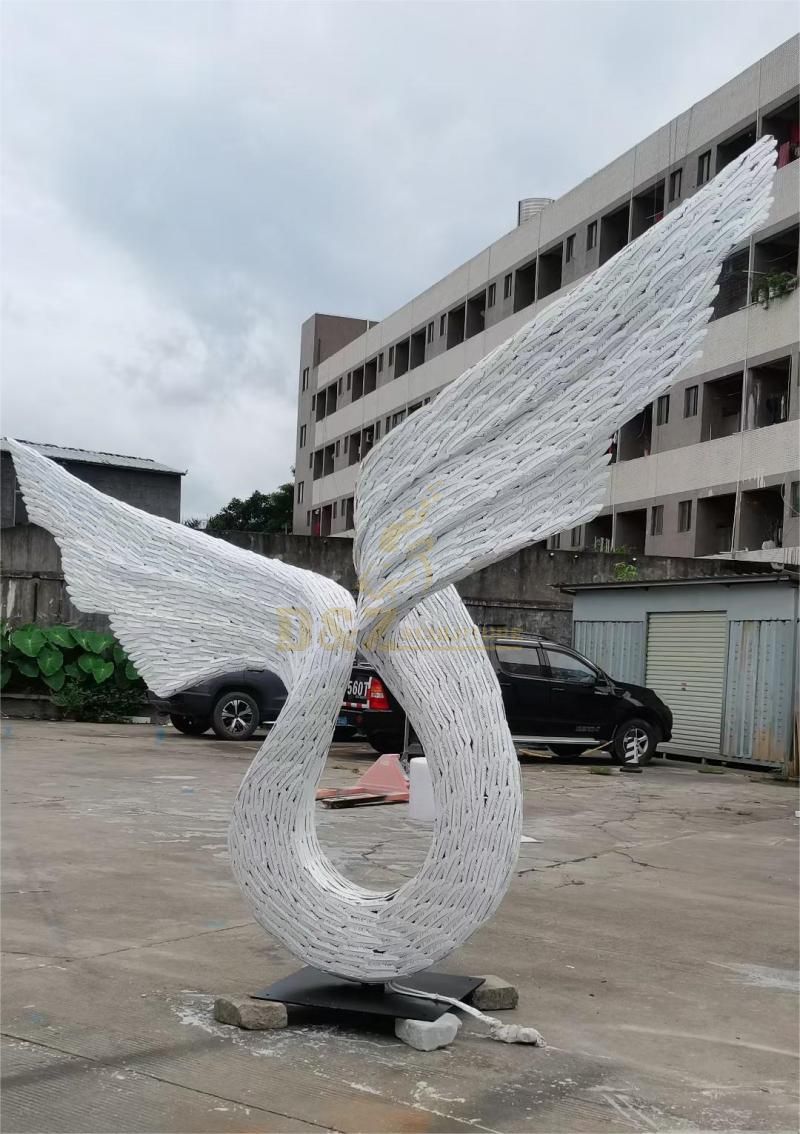 Customized large metal wing sculpture lighting decoration DZ-127