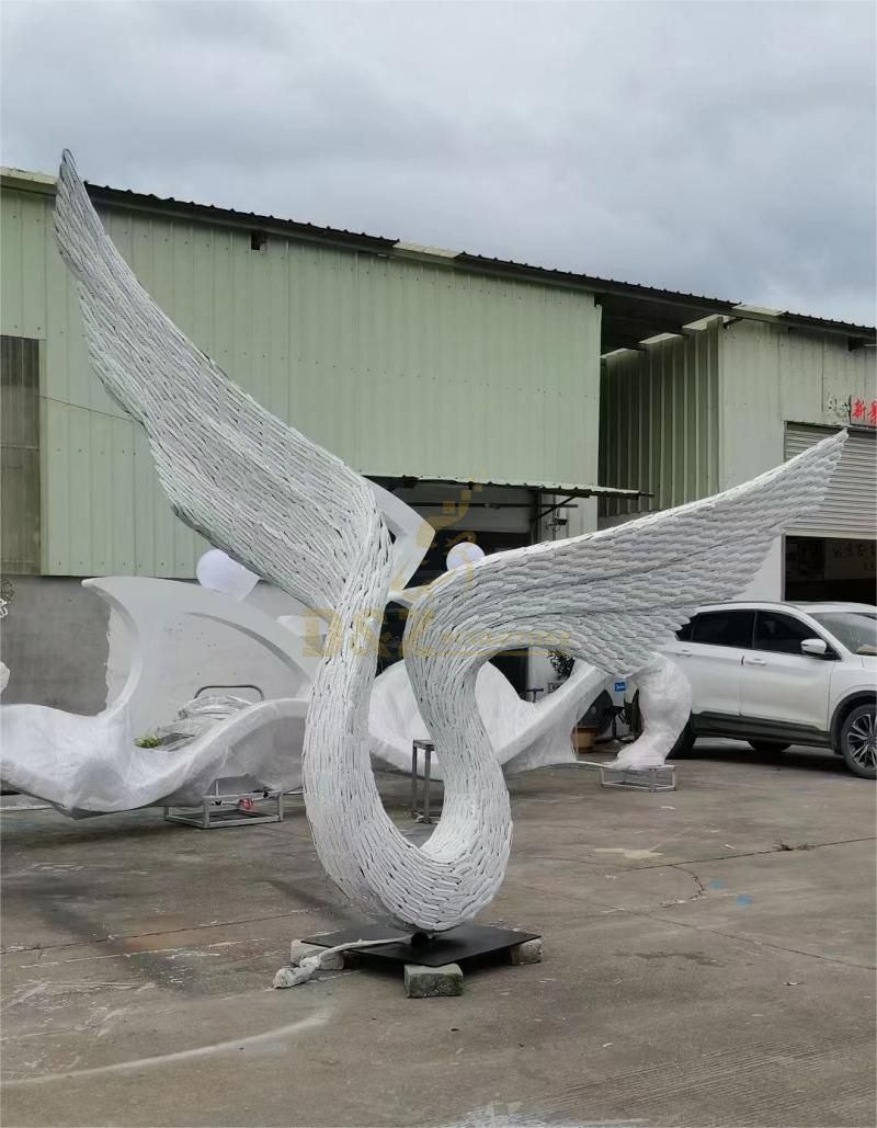 Customized large metal wing sculpture lighting decoration DZ-127