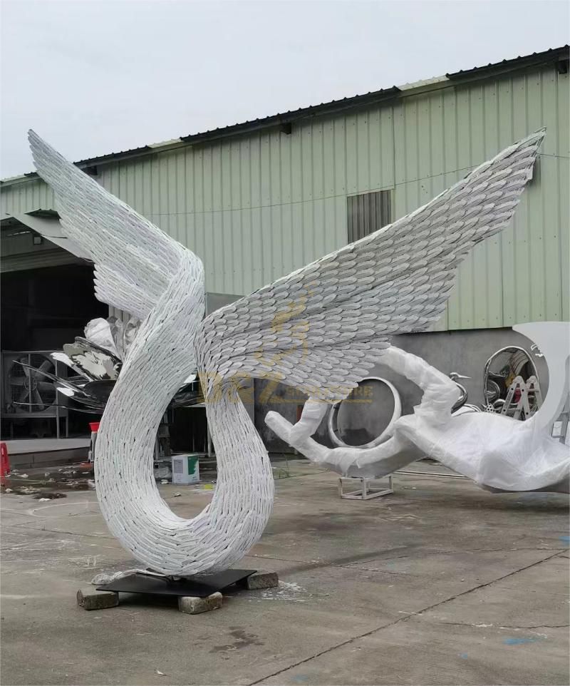 Customized large metal wing sculpture lighting decoration DZ-127