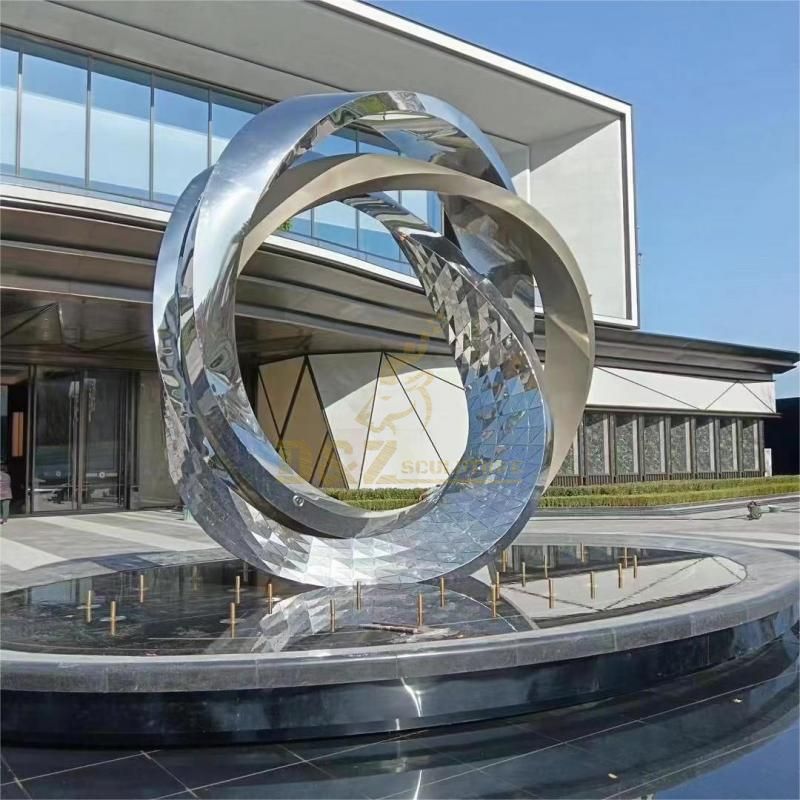 Large modern stainless steel mirror ring sculpture City art sculpture DZ-129