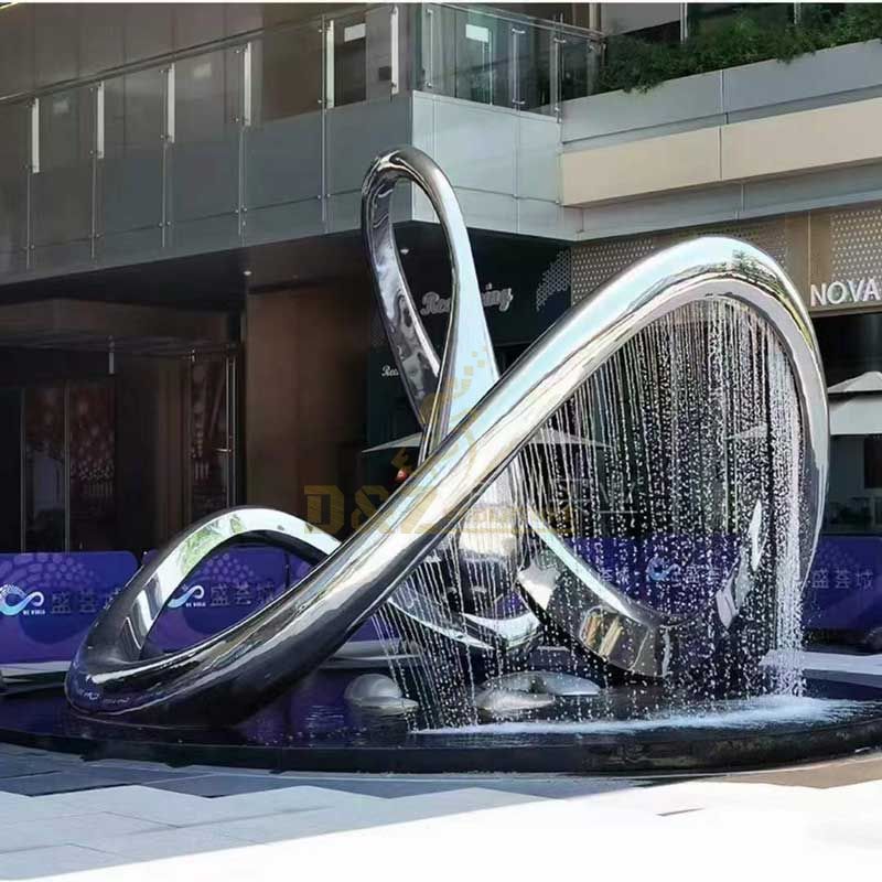 Outdoor water fountain sculpture modern abstract line art decorative metal sculpture DZ-160