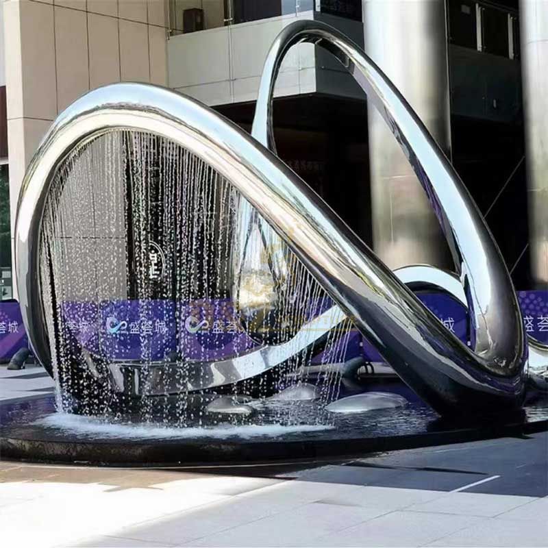 Outdoor water fountain sculpture modern abstract line art decorative metal sculpture DZ-160