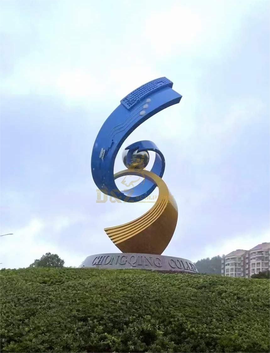 Modern abstract holding ball metal sculpture outdoor large decorative art DZ-161