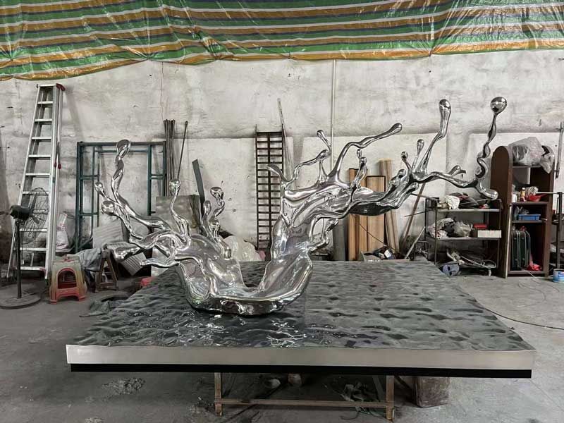 Stainless steel wave sculpture commercial area resort garden large art decoration DZ-165