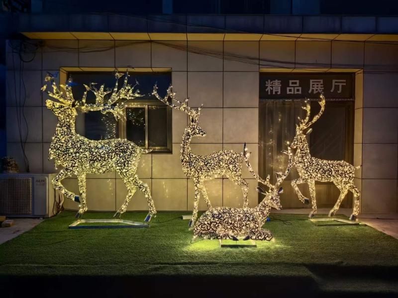 Outdoor light deer metal sculptures for sale garden art decoration sculpture DZ-166