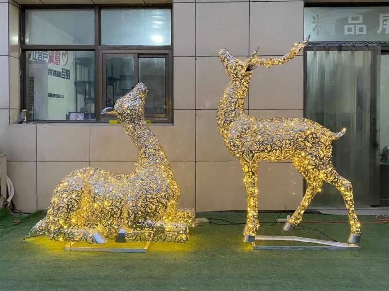 Outdoor light deer metal sculptures for sale garden art decoration sculpture DZ-166