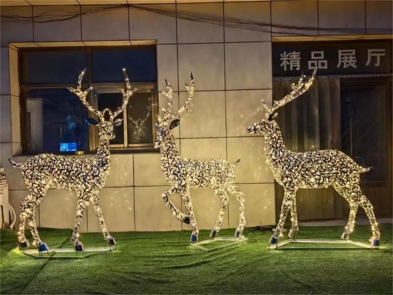 Outdoor light deer metal sculptures for sale garden art decoration sculpture DZ-166