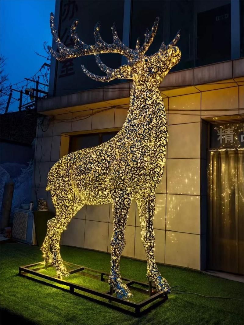 Outdoor light deer metal sculptures for sale garden art decoration sculpture DZ-166