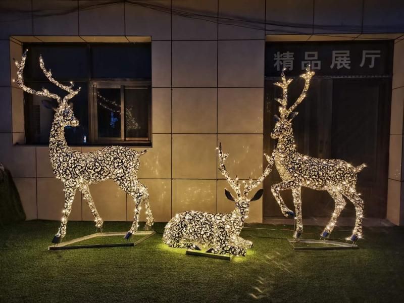 Outdoor light deer metal sculptures for sale garden art decoration sculpture DZ-166