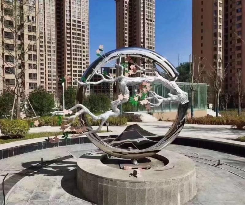 Stainless steel art sculpture art circle landscape sculpture for sale DZ-167