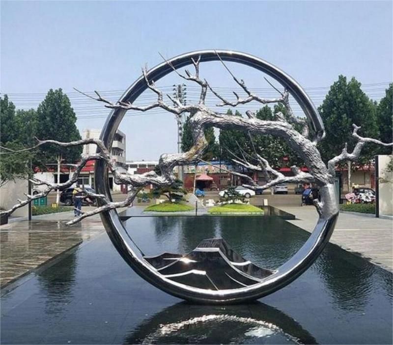 Stainless steel art sculpture art circle landscape sculpture for sale DZ-167