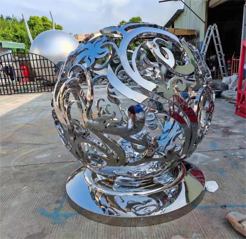 Garden sphere metal sculpture hollow art ball sculpture DZ-172