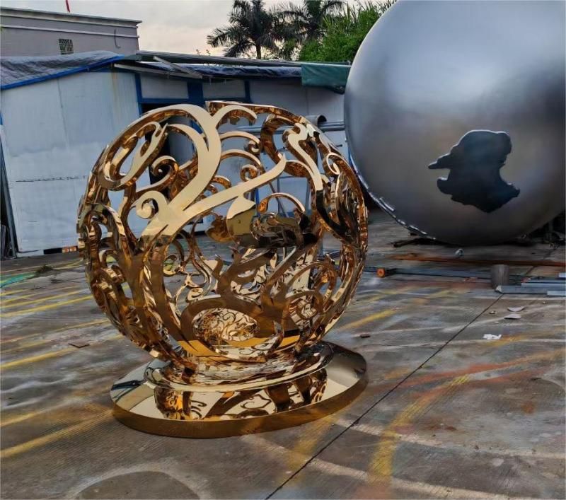 Garden sphere metal sculpture hollow art ball sculpture DZ-172