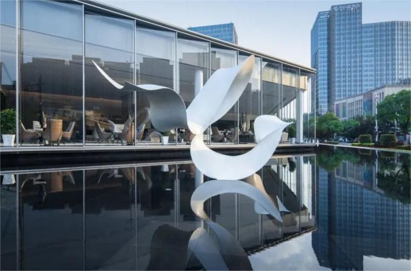 Modern large outdoor ribbon metal sculpture urban square marketing center waterscape decorative DZ-183