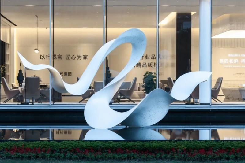 Modern large outdoor ribbon metal sculpture urban square marketing center waterscape decorative DZ-183