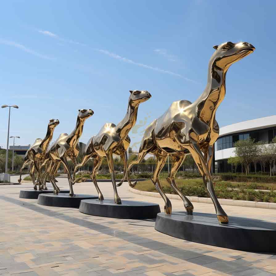 Large modern gold-plated camel metal art sculptures customization and sale DZ-252
