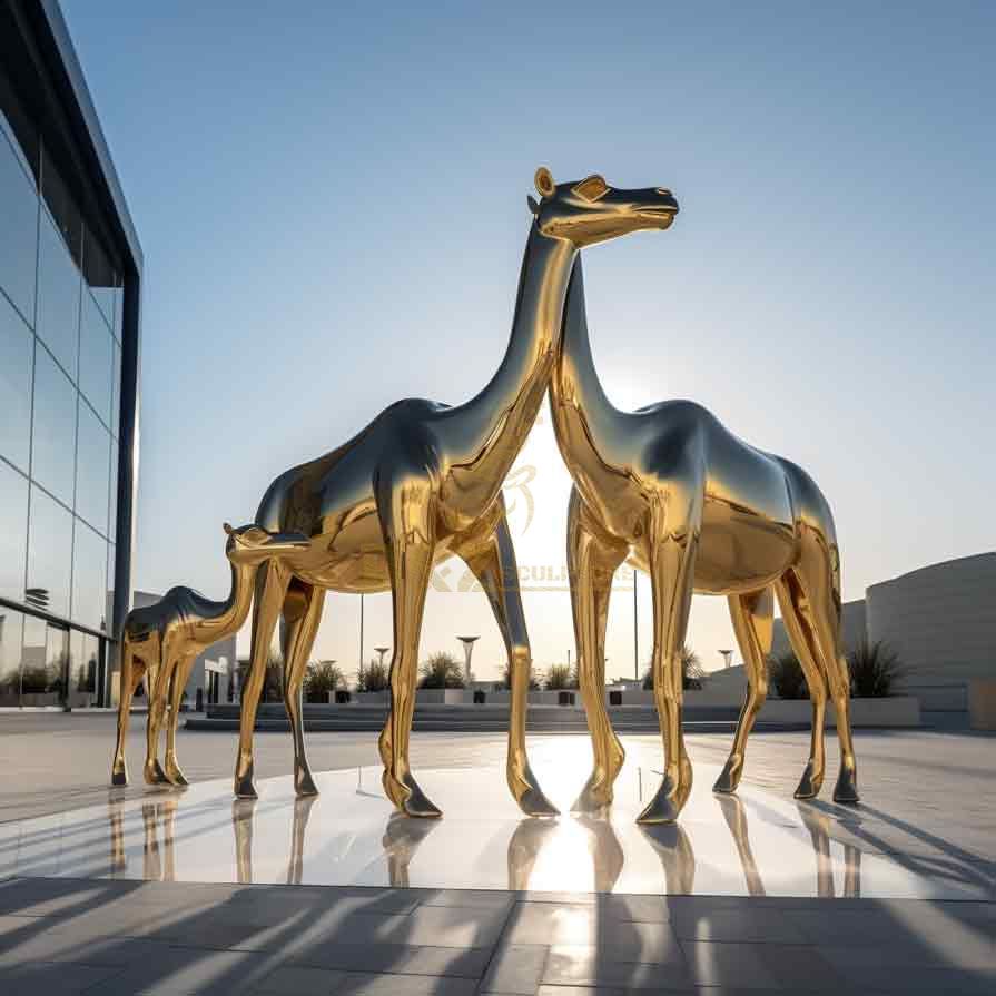 Large modern gold-plated camel metal art sculptures customization and sale DZ-252