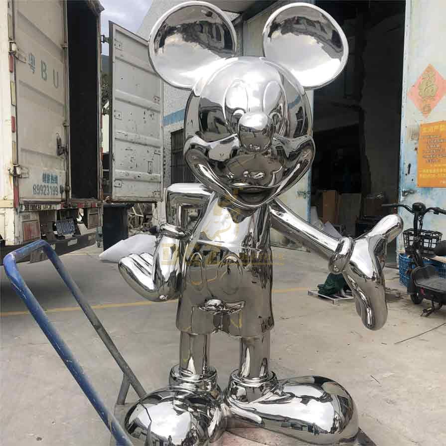 Large stainless steel mirror Mickey Mouse metal sculpture for sale DZ-253