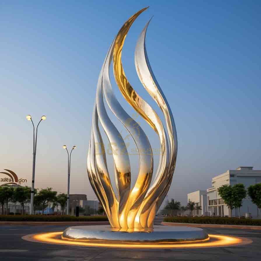 Customized large flame metal sculpture city square creative landmark DZ-271