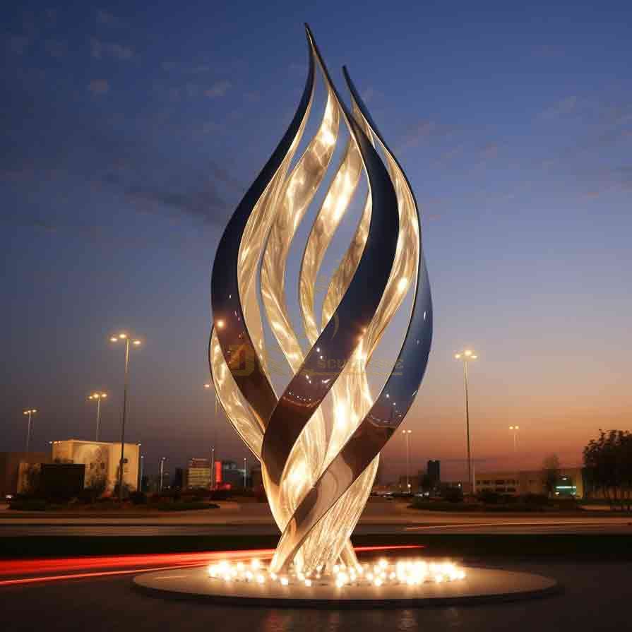 Customized large flame metal sculpture city square creative landmark DZ-271
