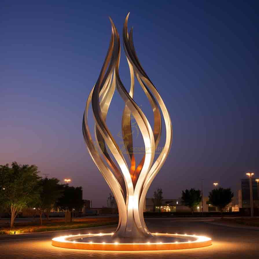 Customized large flame metal sculpture city square creative landmark DZ-271